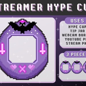 Lilac Gothic Twitch Bit Jar, Tip Jar Purple, Stream Tracker