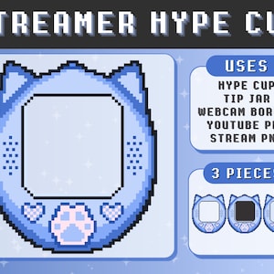 Blue Twitch Tip Jar Hype Cup / Cute Cat Webcam Border