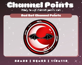 Red, Dark Bat Twitch Channel Points Coin| Emote, Reward Icon Goth