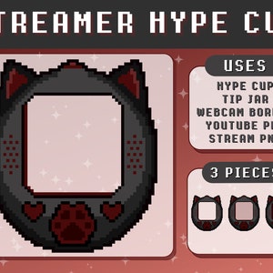 Dark Red Gothic, Cat Tip Jar Hype Cup for Twitch Stream