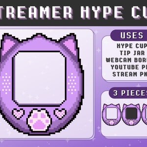 Purple Tip Jar Hype Cup for Twitch YouTube Streamers | Kawaii Webcam Border - Instant Download