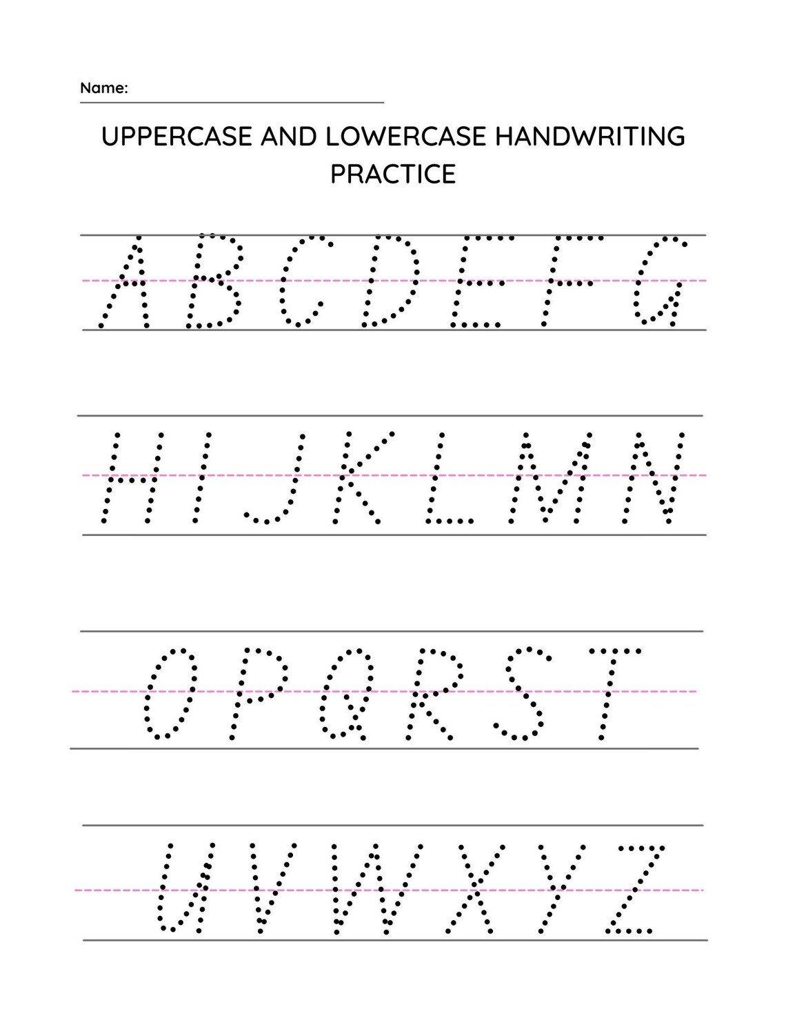 28 Page Upper Case Lower Case Handwriting Worksheet | Etsy