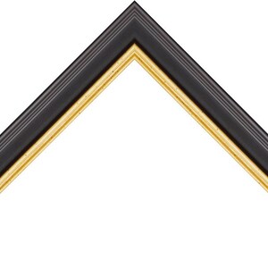Marco de fotos moderno contemporáneo, de 3/4 de pulgada de ancho, negro y dorado, marcos de fotos, marcos de fotos de madera, marcos de madera, enmarcado personalizado.