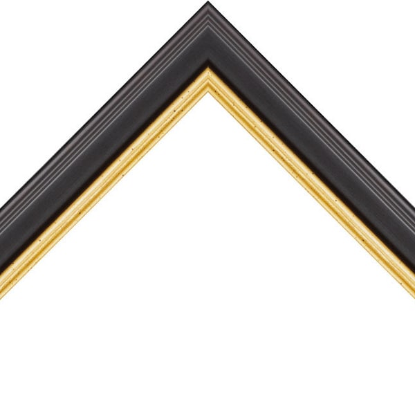 Contemporary Modern, 3/4 Inch Wide, Black and Gold Picture Frame, Picture Frames, Wood Picture Frames, Wood Frames, Custom Framing.