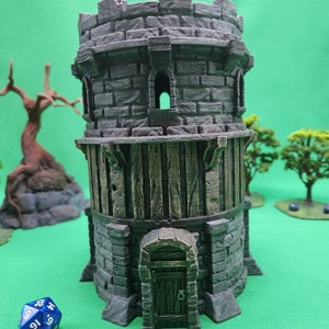 Miniature Tower - Hand Painted | Guard tower | Wizard&#39;s tower | 4 story | Stackable | Modular | Dungeons & Dragons