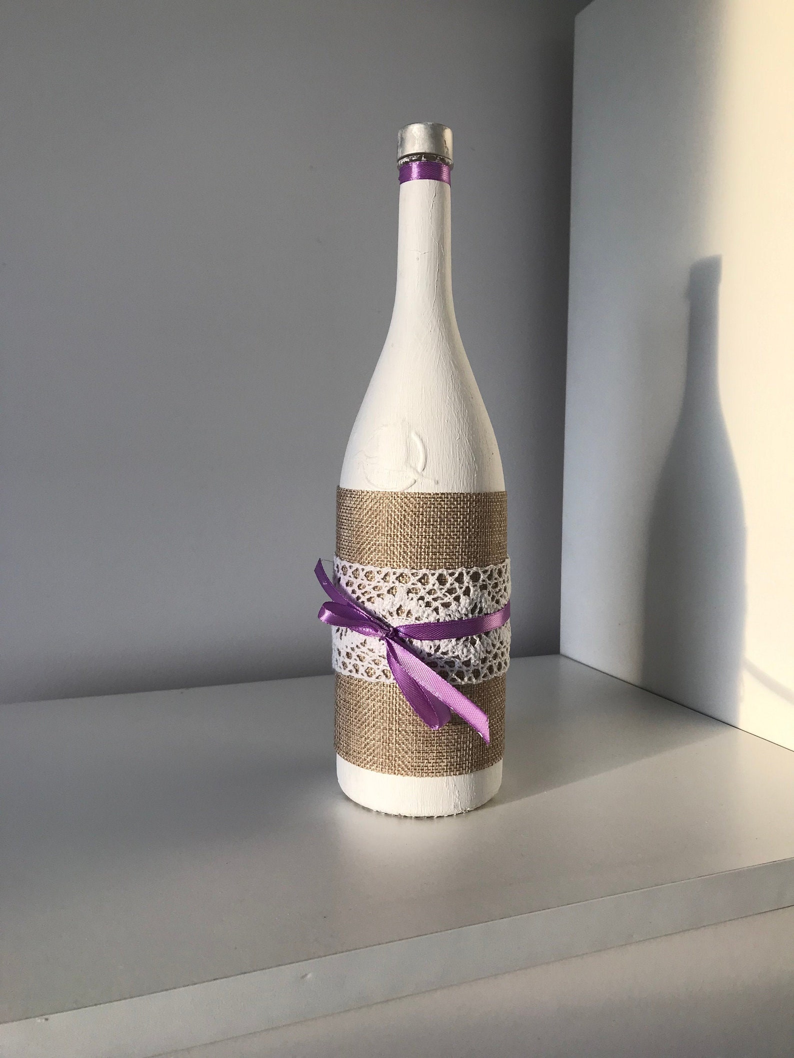 Decorative bottle with ribbon Etsy