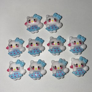 Adorable Blue Kawaii Kitty Resin Nail Charms