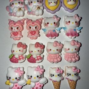 Kawaii Cat Nail Charms – Angel Wings, Ice Cream and Hearts | Resin Cabochons for Press On Nails & Nail Art (Set of 16)