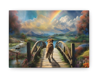 Rainbow Bridge Dog Canvas Art - Heartfelt Pet Memorial Gift