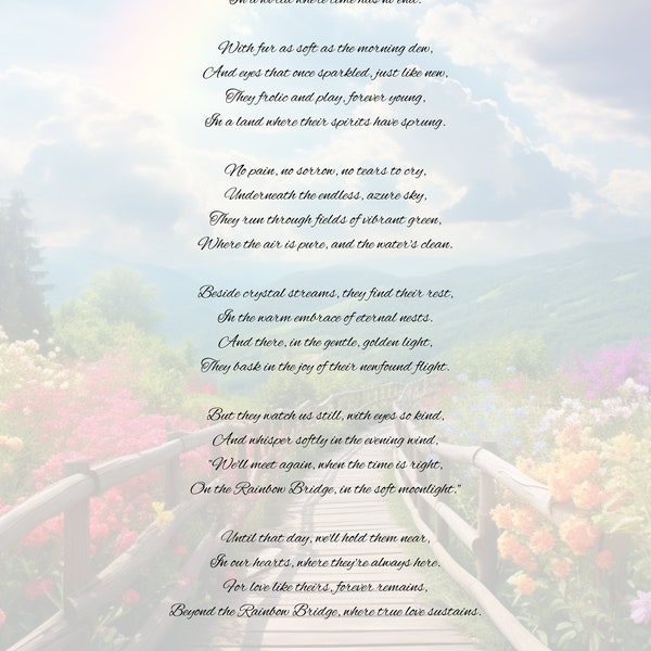 Rainbow Bridge Poem Digital Download - Heartfelt Pet Memorial