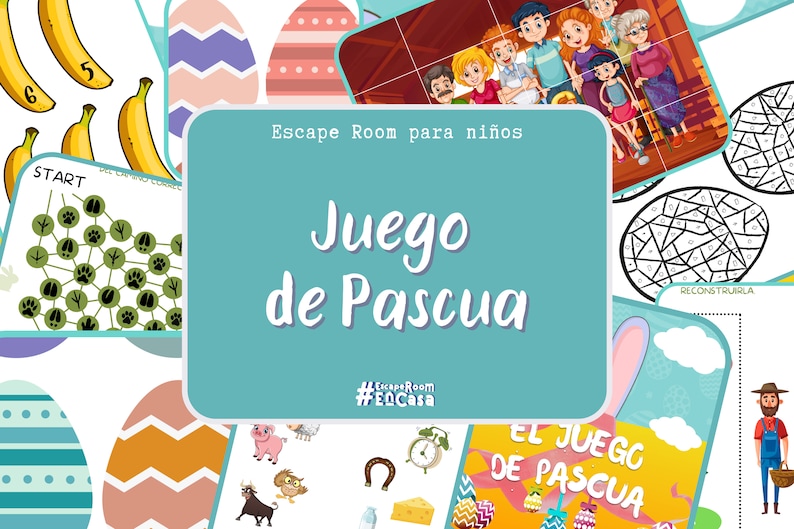 Juego de Pascua Escape Room imprimible para niños Búsqueda de huevos imagen 1