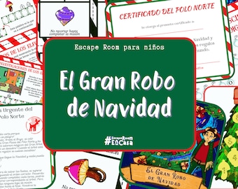 El Gran Robo de Navidad |Escape Room imprimible para niños y familias |Escape en casa |Juego de escape |Juego de Navidad