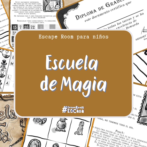 Escuela de magia |Escape Room imprimible para niños |Escape en casa| Juego de escape| Caza del tesoro| Juego de magia| Niños magos