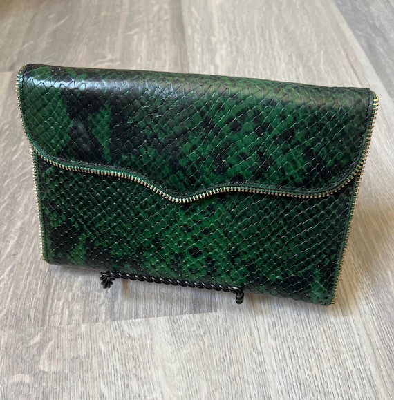 Rebecca Minkoff Green Python Print Wallet Clutch - Etsy display picture 1