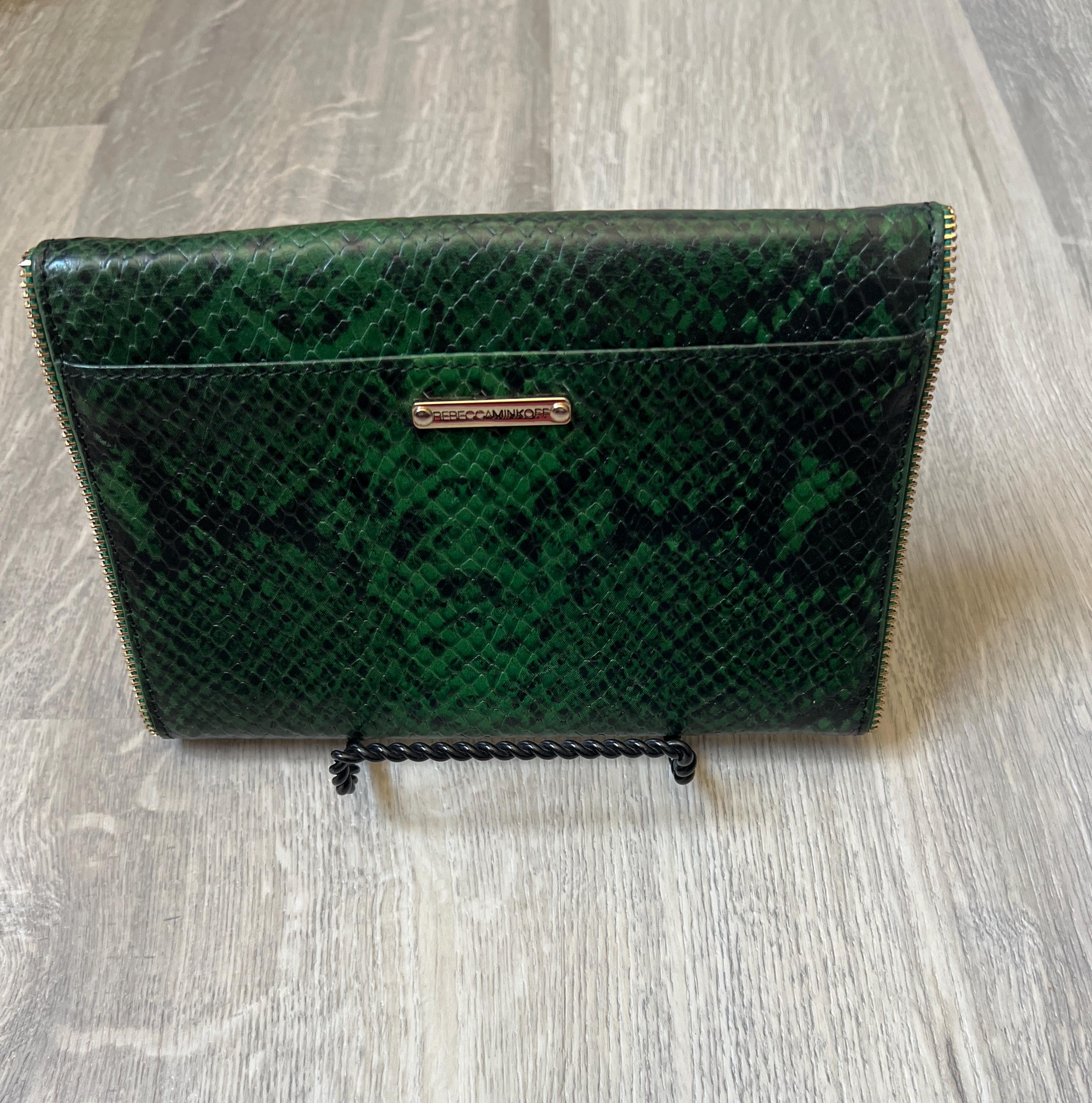 Rebecca Minkoff Green Python Print Wallet Clutch