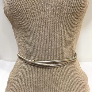 Vintage Gold Tone Snake Chain Stretch Skinny Belt - Etsy Canada display picture 3