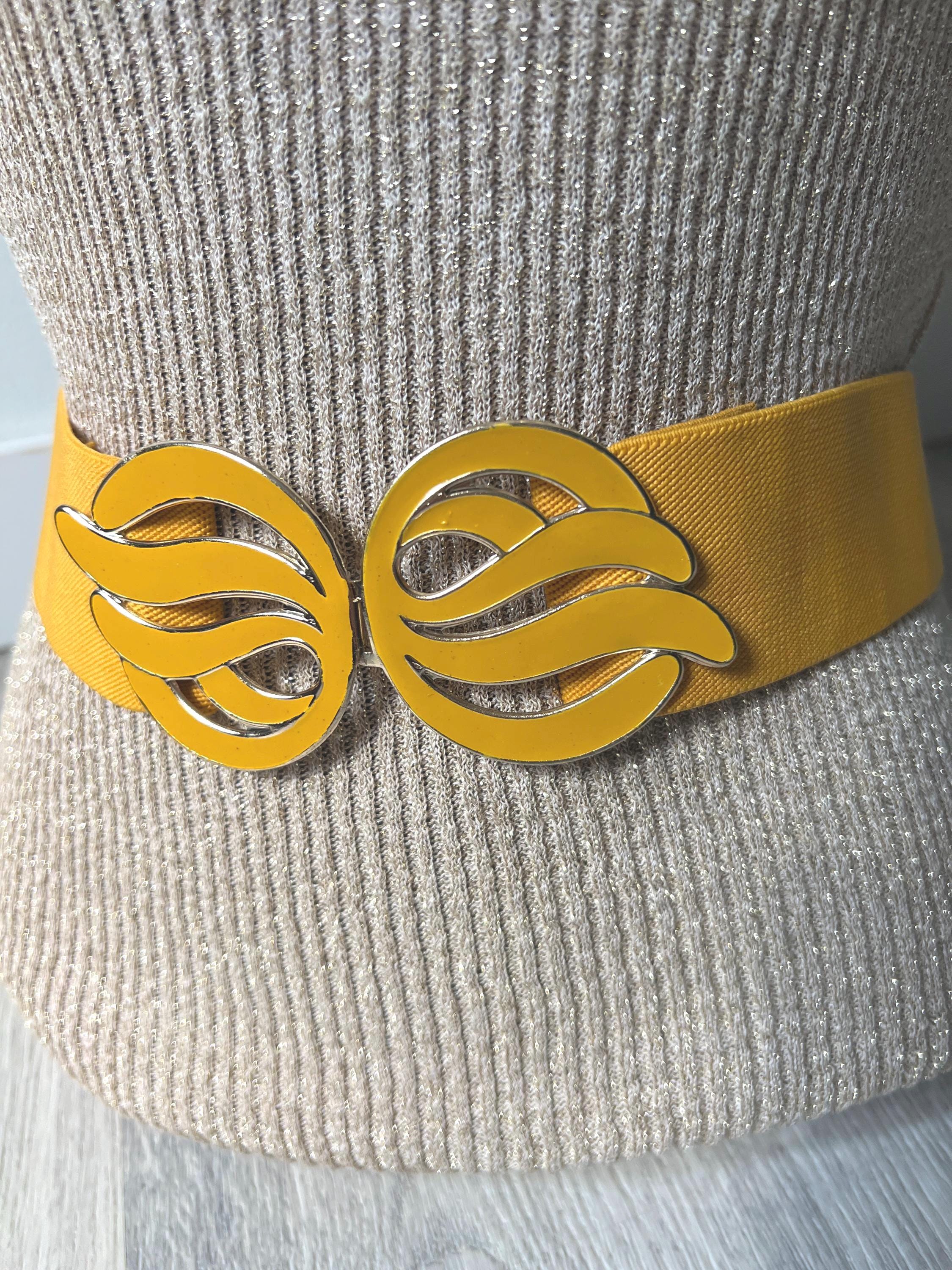 Vintage 1985 Boston Belt Mustard Yellow Wide Belt Huge Silver Buckle S USA Mustard Vintage Belt - Etsy main image 4