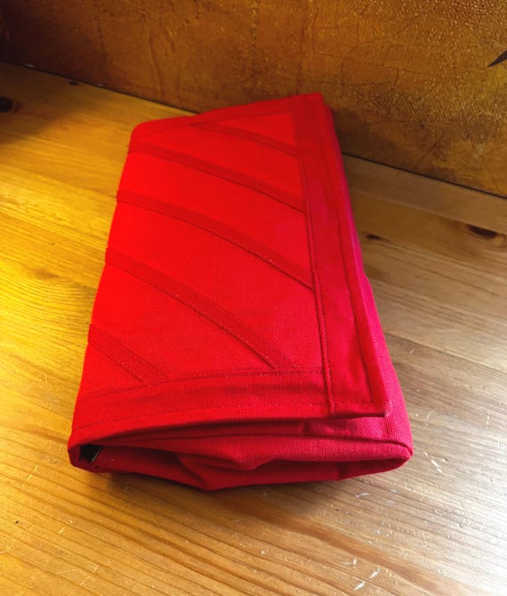 Vintage Cabrelli Red Fabric Rectangular Clutch Pu… - image 3
