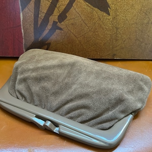 Brown Suede Leather Vintage Clutch Bag
