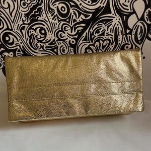 Pochette de soirée souple rectangulaire VTG dorée à rabat