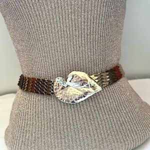 Gold Fish Scale 80's slanke stretch riem bladgoudgesp
