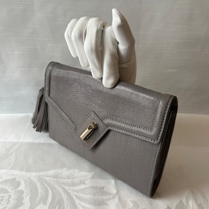 Grey Faux Leather ELA Chain Shoulder Bag Clutch