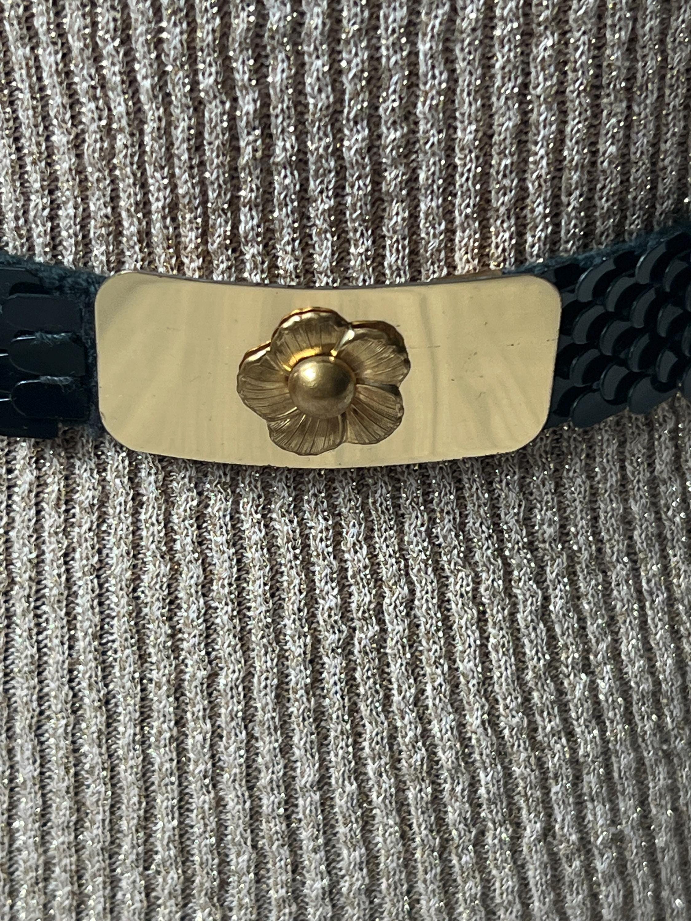 Black Slim Fish Scale Retro Stretch Belt Gold Buckle - Etsy display picture 1