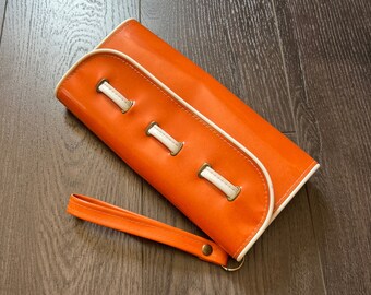 Retro Orange Vinyl Wristlet Purse Wallet