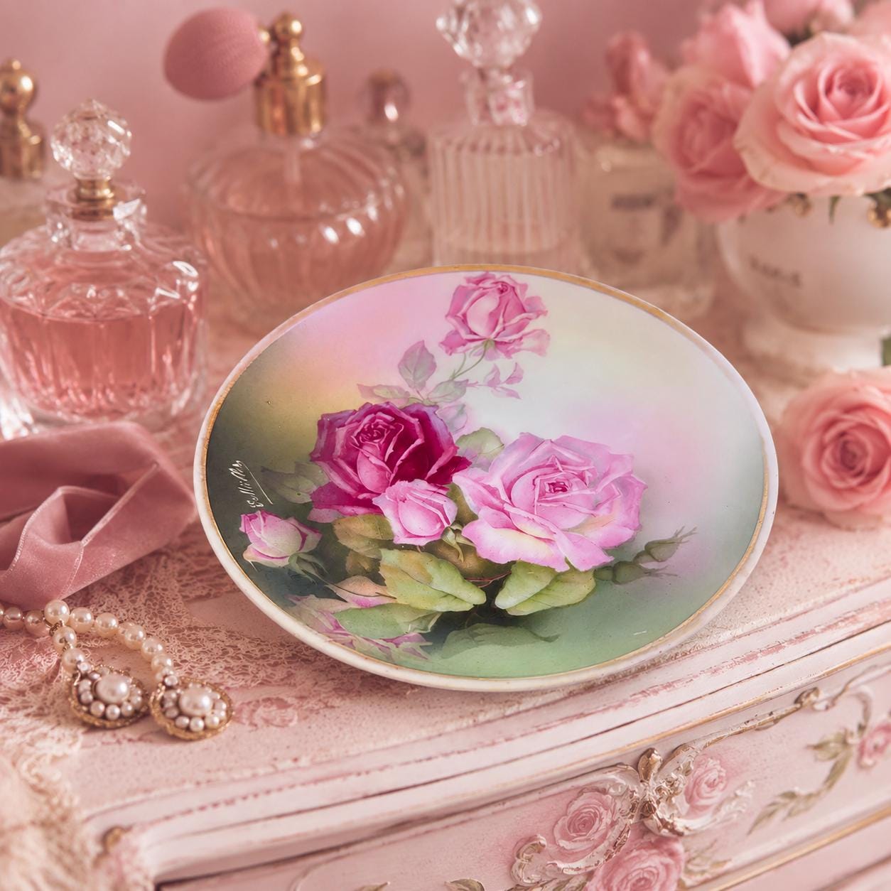 Vintage Rose Plates - Etsy