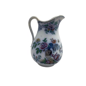 Antique Ironstone Floral Pitcher: Victorian Transferware Water Jug