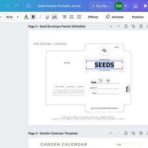 May include: A printable seed packet template with a black and white design. The template includes a space for the seed type, variety, date, and notes. The text "Homestead Seeds Collection" is printed in black on a white rectangle.