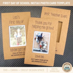 Editable Cricut Joy Instax Photo Card Template First/Last Day of School | Edit on Canva | SVG File | Silhouette [INSTANT DOWNLOAD]