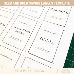 Printable Seeds and Bulbs Saving Labels Template Home Pantry Organize Editable on Canva #01 [INSTANT DOWNLOAD]