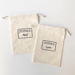 This belongs to | Natural Cotton Drawstring Treat Kids Children School Spare Clothes Bag - Print in Canada