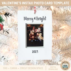 Carte photo Cricut Joy Instax ornement d'arbre Modèle de vacances de Noël modifiable sur l'espace de conception Cricut ou Canva | Fichier SVG [TÉLÉCHARGEMENT IMMÉDIAT]