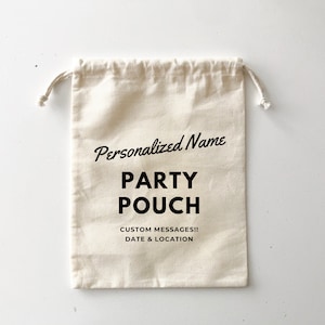 Pochette personnalisée pour fête d'anniversaire - Cordon de serrage en coton naturel Sac de cadeaux d'anniversaire - Impression EVJF - Impression au Canada