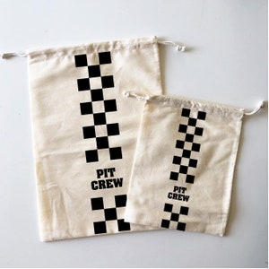 Torba na upominki na imprezę Racing Checker z niestandardową nazwą Natural Cotton Drawring Treat Goodies - Print in Canada