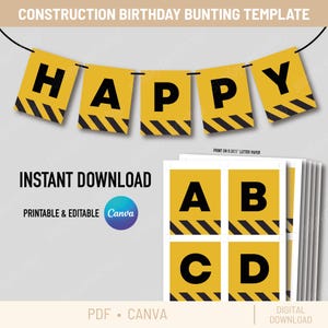 Druckbare Geburtstagsbanner-Flaggen-Vorlage 3,5 x 4,5-Zoll-Druck im US-Letter-Format - Bearbeitbare Schrift auf CANVA [SOFORT DOWNLOAD]