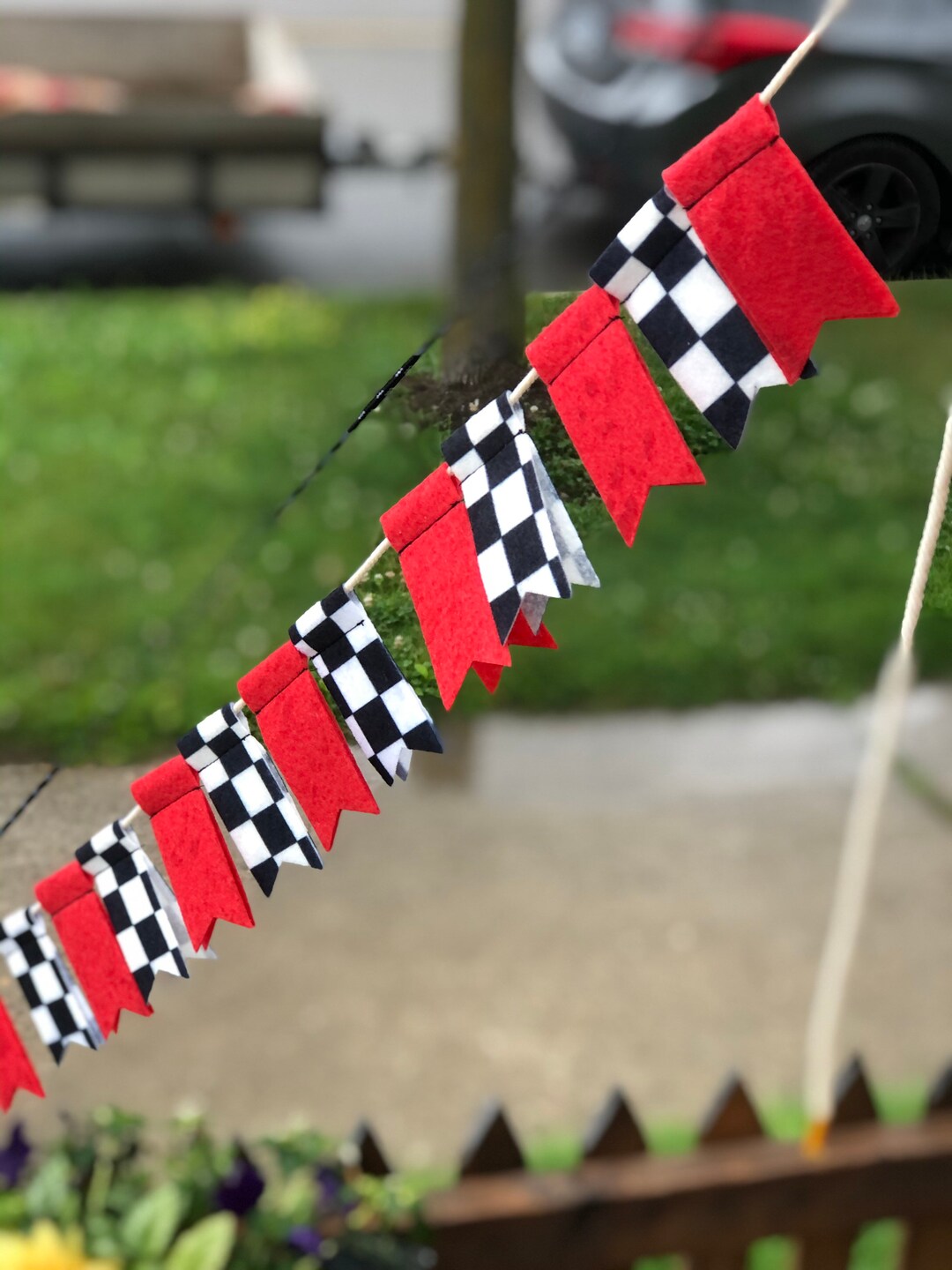 Mini Race Car Checkered Felt Garland Handmade in Canada Etsy