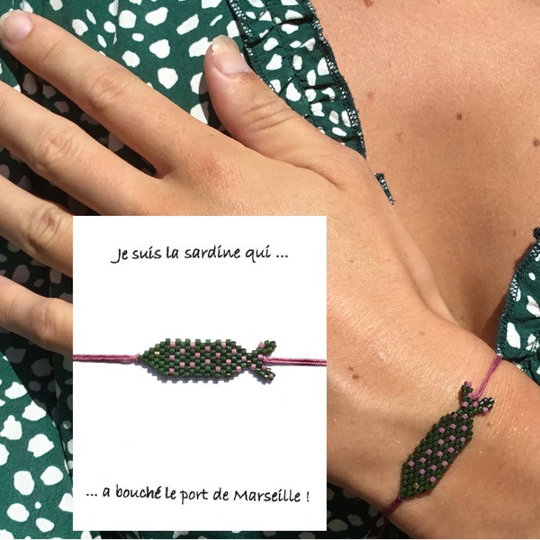 Bracelet Femme "Sardine de Marseille" modèle échiquie ou pois