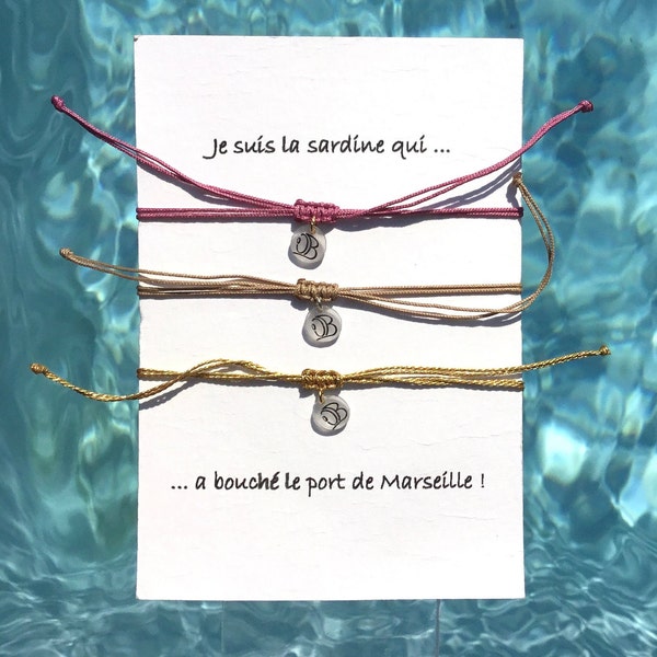 Bracelet Femme "Sardine de Marseille" modèle drapeau