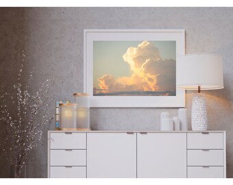 Clouds wall art, Sky wall art, Dreamy clouds, Elegant bedroom picture, Extra large wall art, Sunrise clouds, Gift idea, Home decorating.