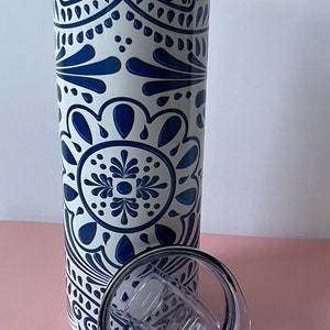 Mexican Talavera Tumbler lid straw, gift, birthday, Valentine’s Day, iced coffee, hot drink, Latina, Christmas, wedding, mothers day, madre
