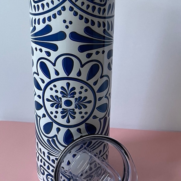 Mexican Talavera Tumbler lid straw, gift for her, birthday, Valentine’s Day, iced coffee, hot drink, Latina, bridesmaid, wedding, friends