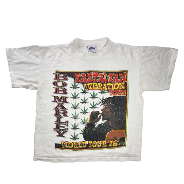 Vintage 90s Bob Marley Rastaman Vibration Tour '76 T-Shirt L Reggae RARE