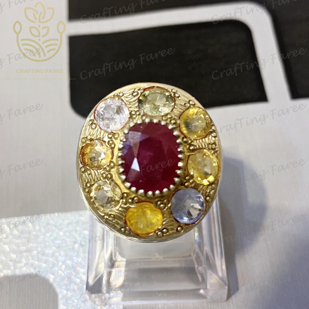 Natural Afghani Ruby With Ceylon Sapphire Multi Stone Ring - Etsy