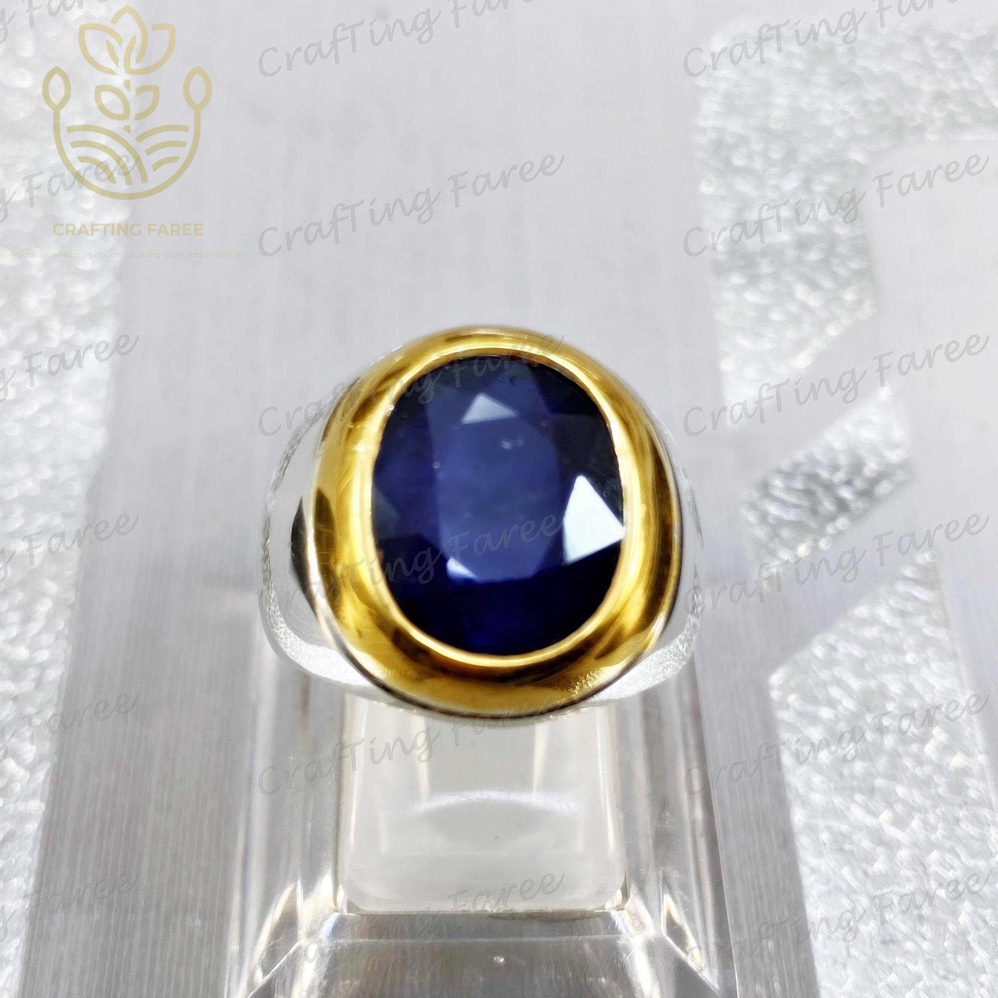 LMDPRAJAPATIS 7.00 Ratti (AA++) Certified Blue Sapphire Ring (Nilam/Neelam  Stone Silver Ring)(Size 20 to 23) for Men and Woman : Amazon.in: Fashion