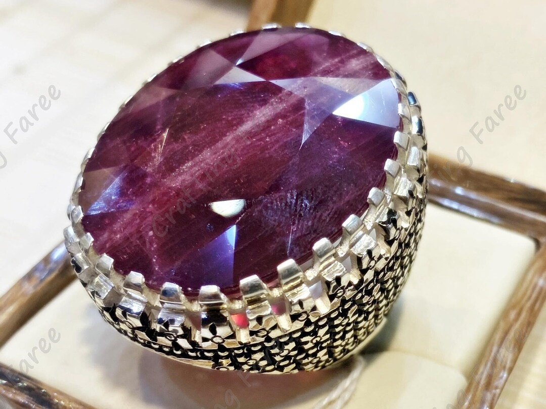 Real Big Ruby 100ct Ring, Afghan Ruby Dark Blood Red Ruby Stone Ring ...