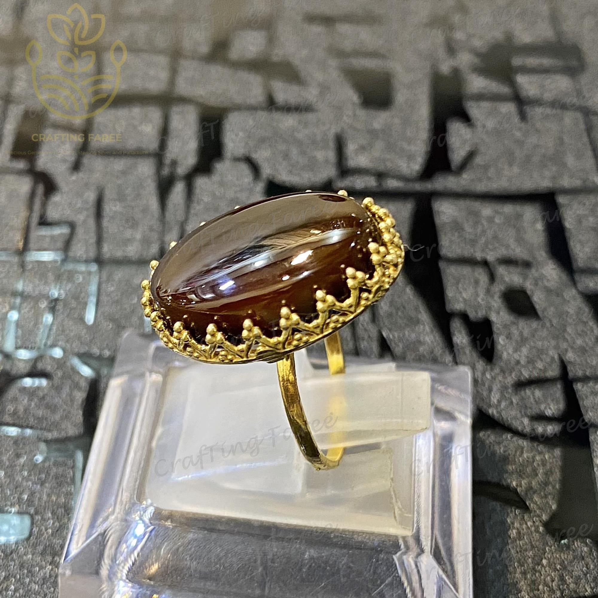 Agate Ring | Silver Aqeeq Gemstone Ring for Men & Women