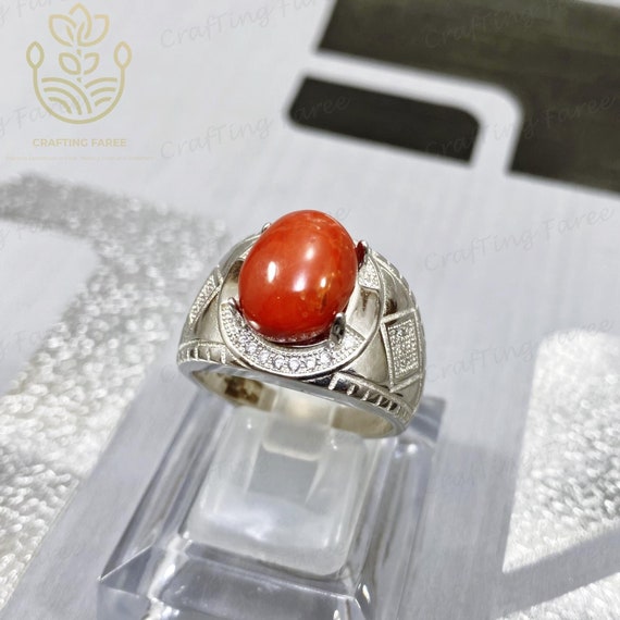 KJJEAXCMY Boutique Jewelry 925 Sterling Silver Inlaid Natural Red Coral  Gemstones for en and Women Couples Ring Support Detecti